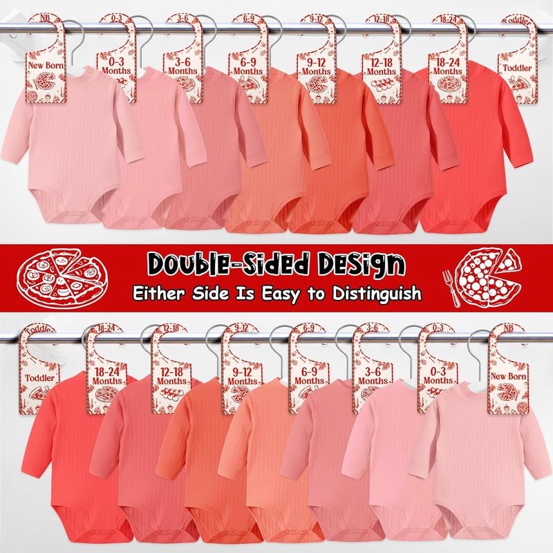 CORNER LACE Baby Closet Dividers 8PCS, Red Italian Themed Wooden Double-Sided Clothes Size Hanger/Organizer from Newborn to Toddler for Nursery Decor Baby Shower Birthday Gender Reveal Party Gift - Image 2